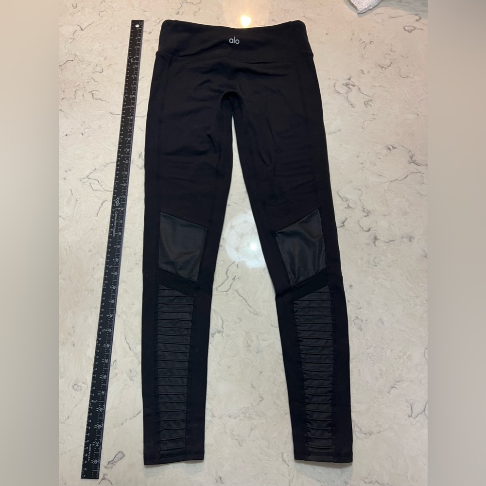 Alo‎ Moto Leggings Black Size Small High-Waist Athleisure - Picture 4 of 5